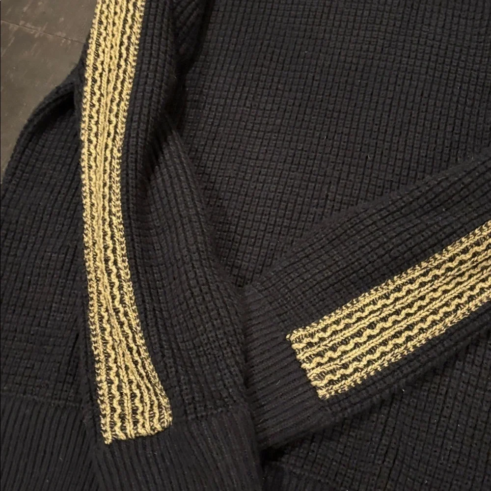 Vintage Polo Ralph Lauren Black Wool Blend 1/4 Zip Mock Neck Sweater Sz XL